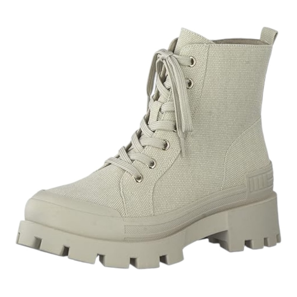 NWOB Steve Madden Vines Chunky Combat Boots in Cream Canvas Size 8.5